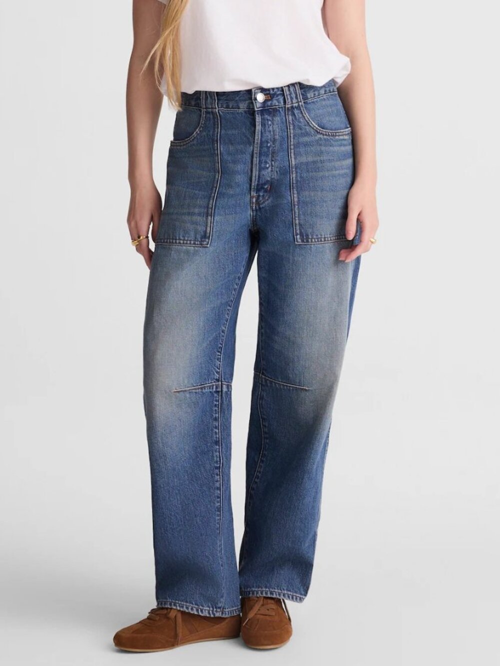 Madewell The Darted Barrel-Leg Jeans 28 Rigid Irmo Wash Denim Cotton Relaxed Fit